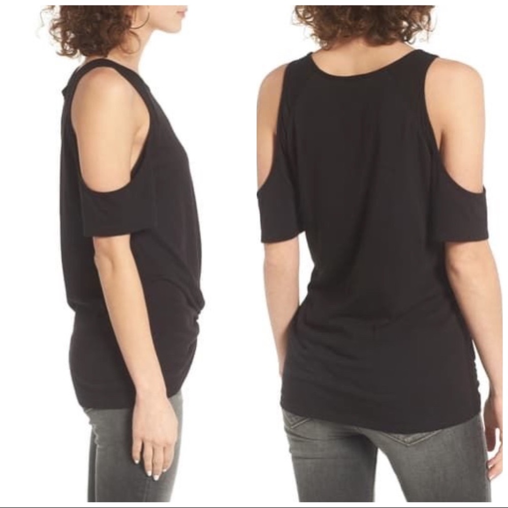 B.P. Twisted Hem Cold Shoulder Top - Picture 4 of 6